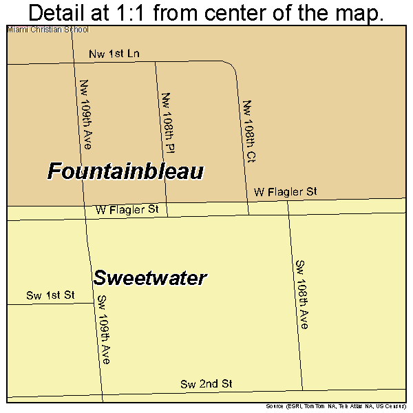 Sweetwater, Florida road map detail