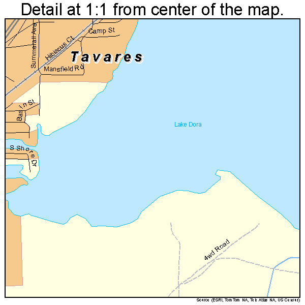 Tavares, Florida road map detail