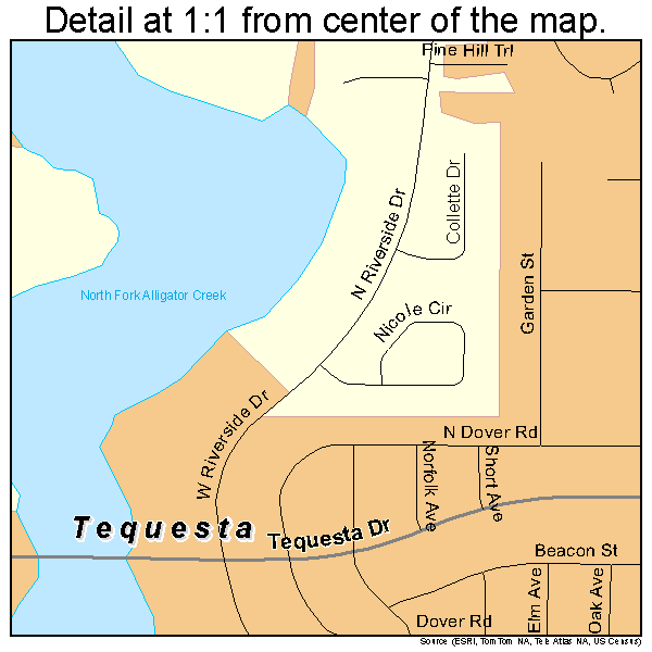 Tequesta, Florida road map detail