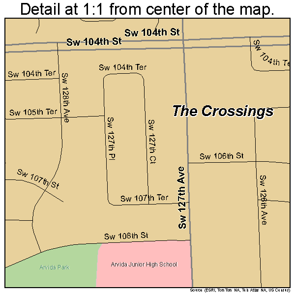 The Crossings, Florida road map detail