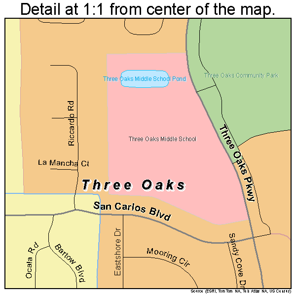 Three Oaks, Florida road map detail
