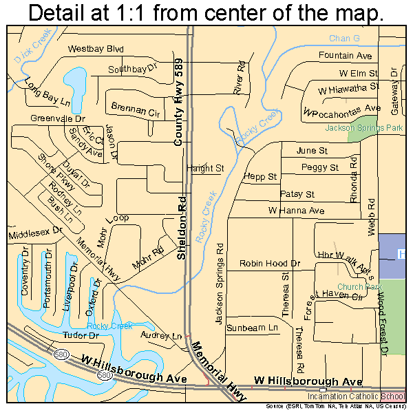 Town 'n' Country, Florida road map detail