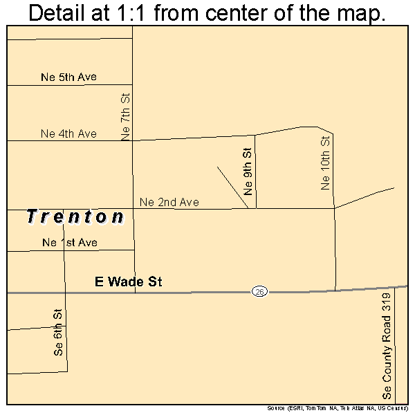 Trenton, Florida road map detail