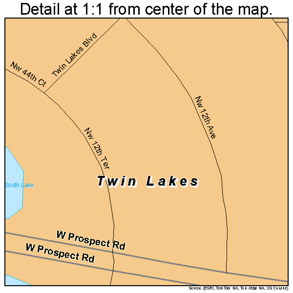 Twin Lakes, Florida road map detail