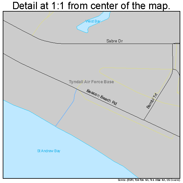 Tyndall AFB, Florida road map detail