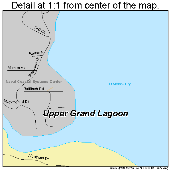 Upper Grand Lagoon, Florida road map detail