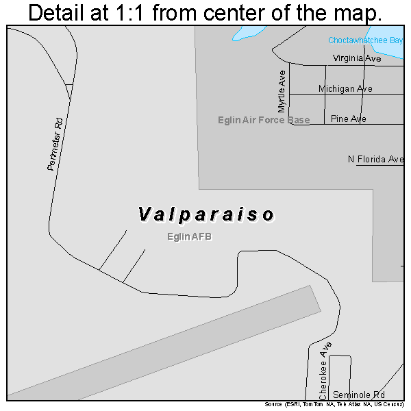 Valparaiso, Florida road map detail