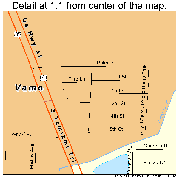 Vamo, Florida road map detail