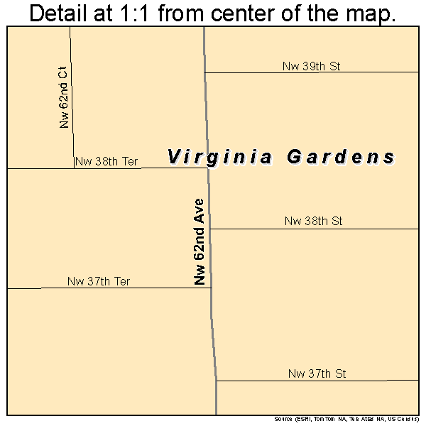 Virginia Gardens, Florida road map detail