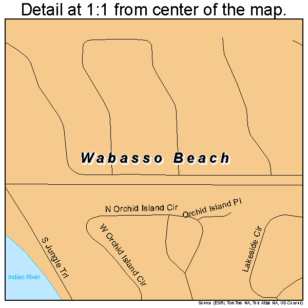 Wabasso Beach, Florida road map detail