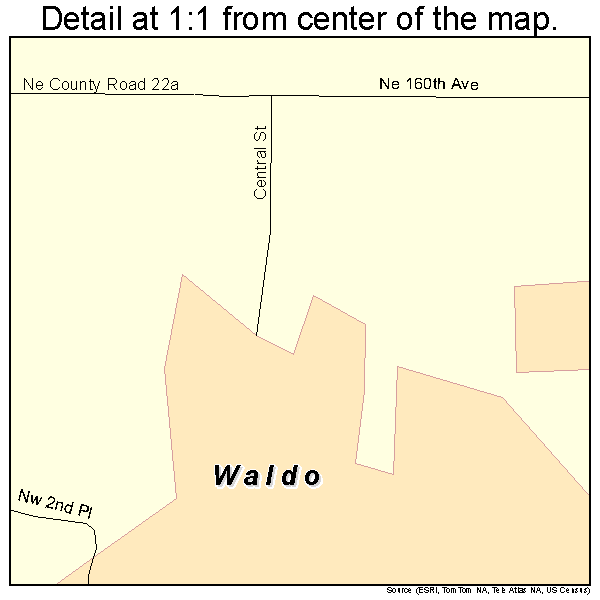 Waldo, Florida road map detail