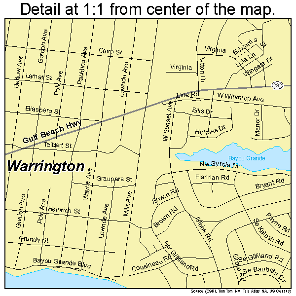 Warrington, Florida road map detail