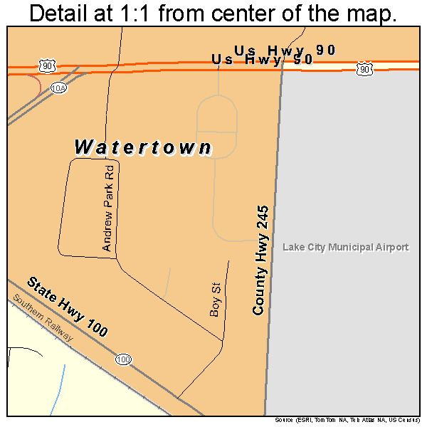 Watertown, Florida road map detail