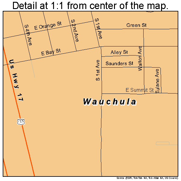 Wauchula, Florida road map detail