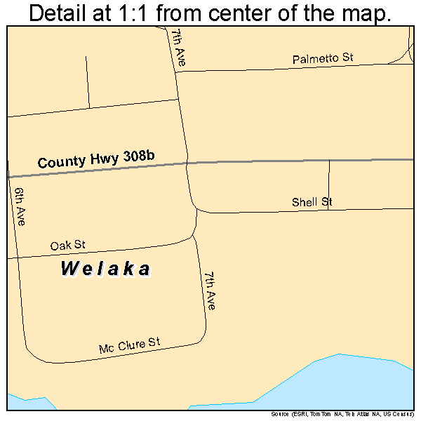 Welaka, Florida road map detail