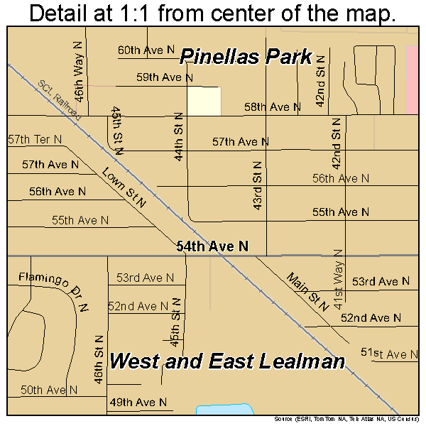 West and East Lealman, Florida road map detail