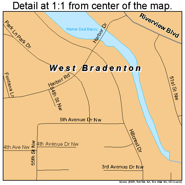West Bradenton, Florida road map detail