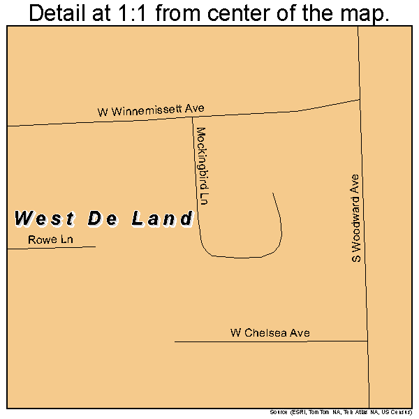 West De Land, Florida road map detail