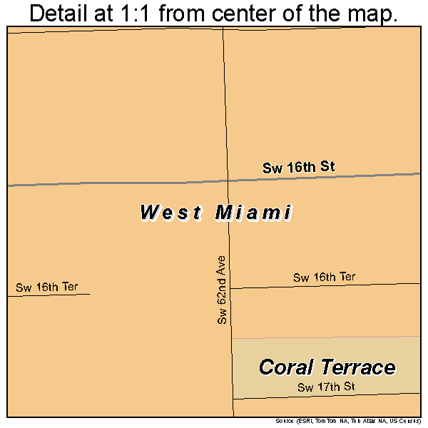 West Miami, Florida road map detail