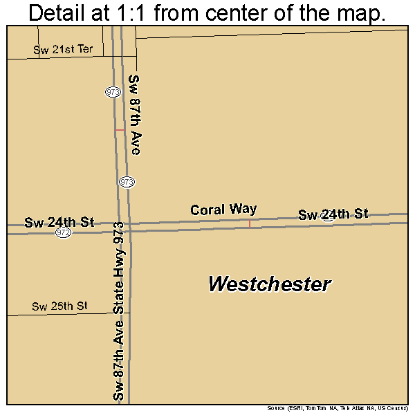 Westchester, Florida road map detail