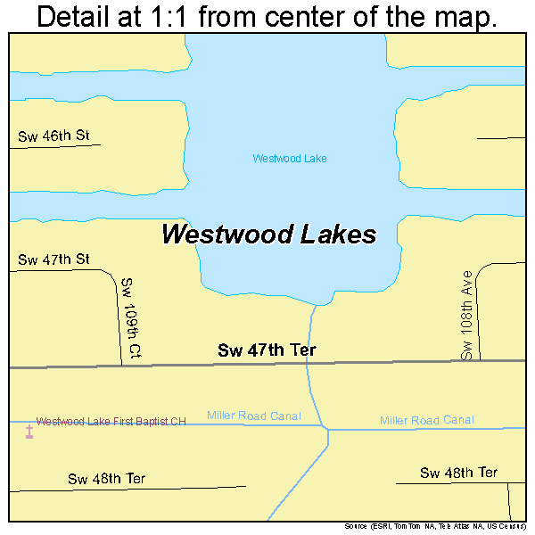 Westwood Lakes, Florida road map detail