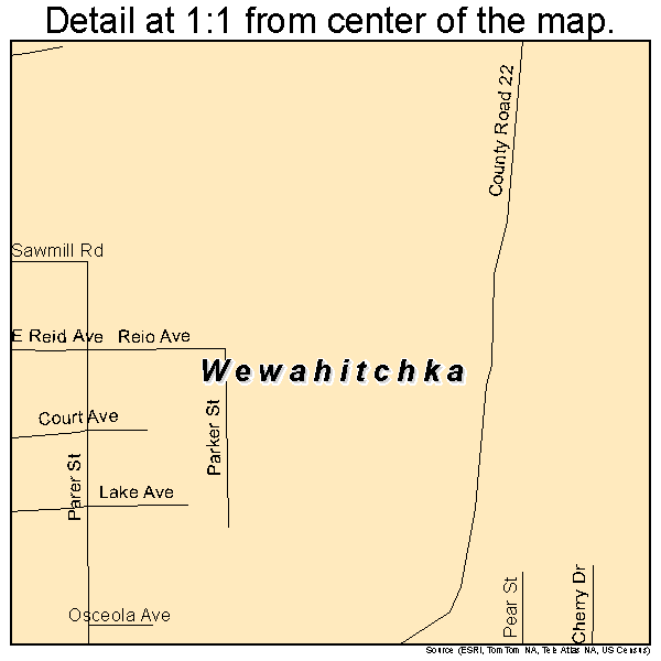 Wewahitchka, Florida road map detail