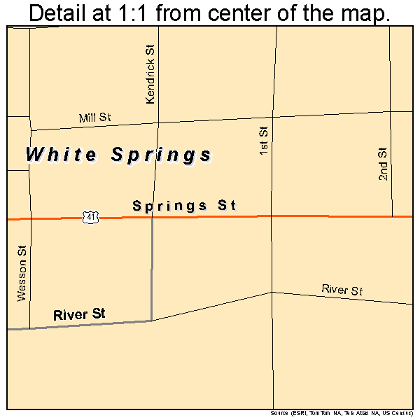 White Springs, Florida road map detail