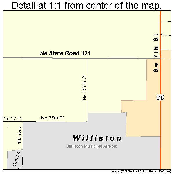 Williston, Florida road map detail
