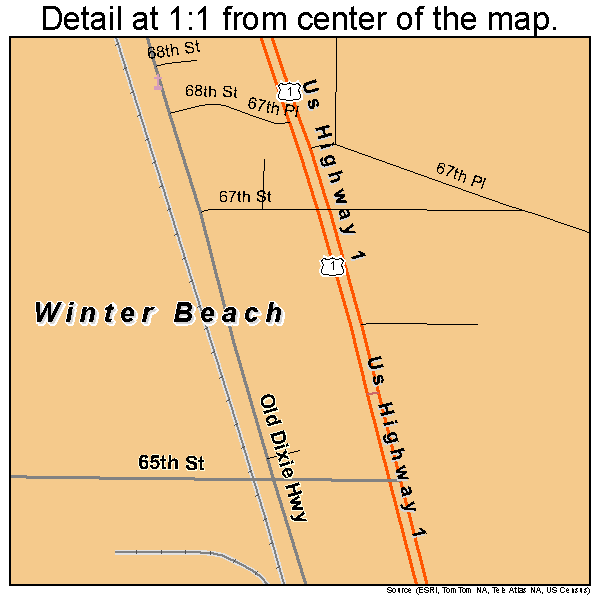 Winter Beach, Florida road map detail