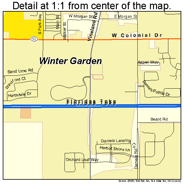 Winter Garden, Florida road map detail