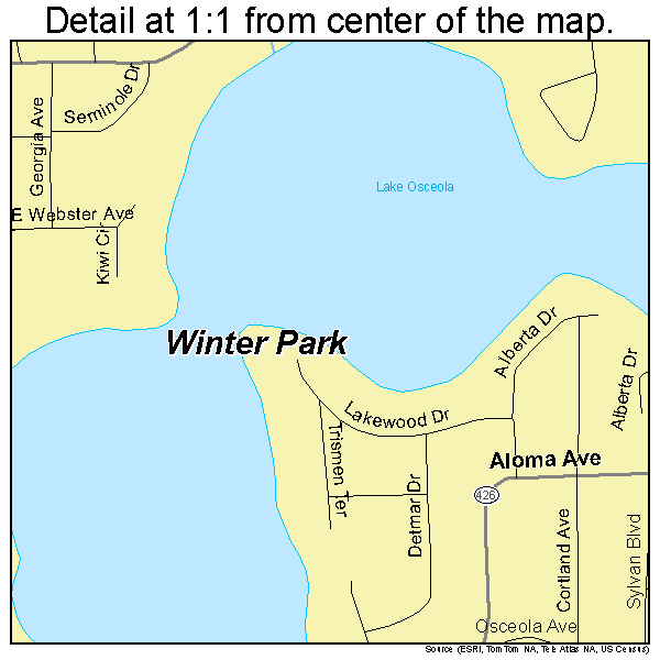 Winter Park, Florida road map detail