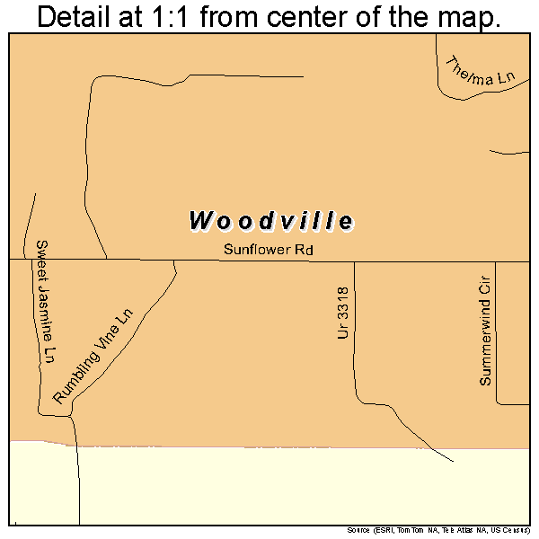 Woodville, Florida road map detail