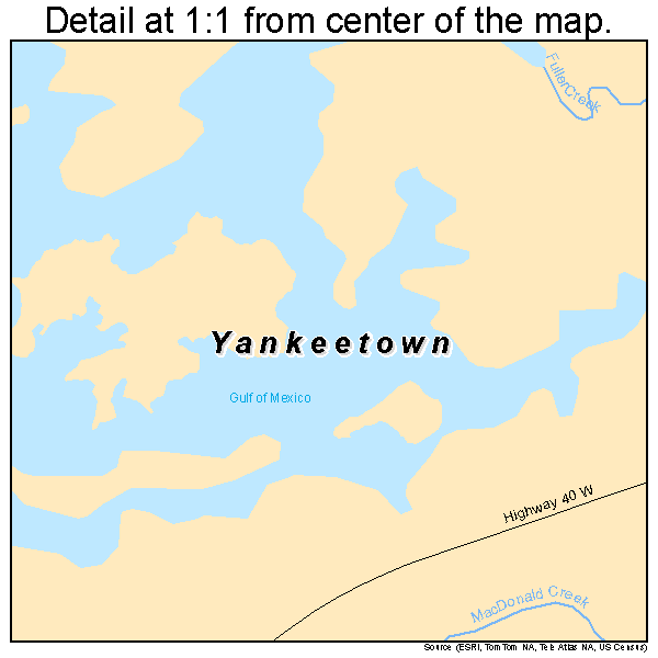 Yankeetown, Florida road map detail