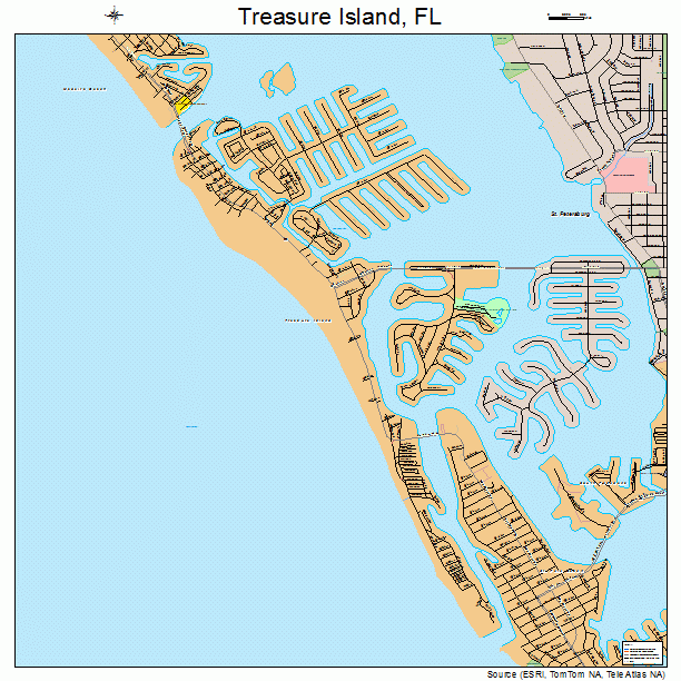 Treasure Island, FL street map