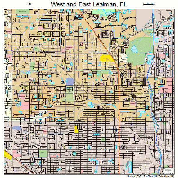 West and East Lealman, FL street map