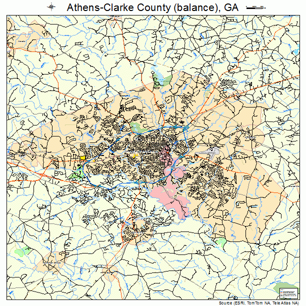 Athens-Clarke County (balance), GA street map