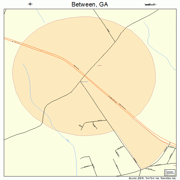 Between, GA street map