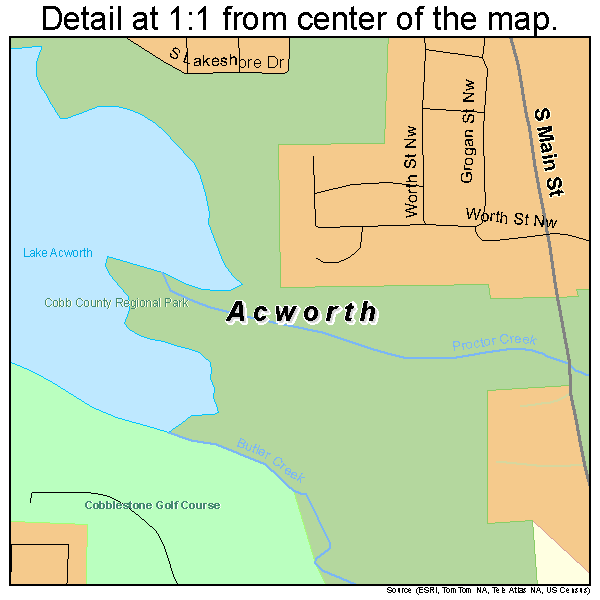 Acworth, Georgia road map detail