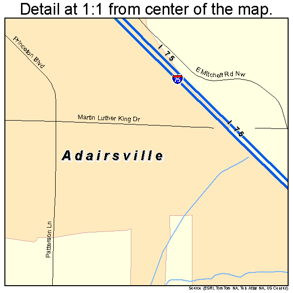 Adairsville, Georgia road map detail