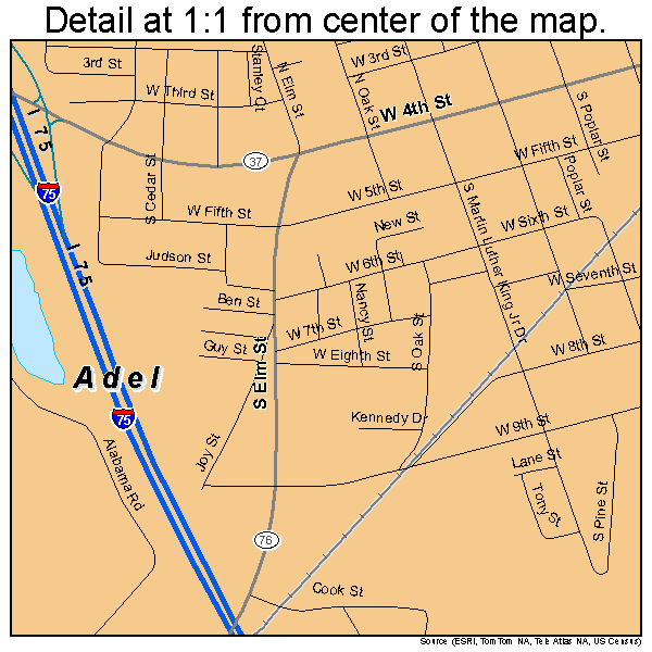 Adel, Georgia road map detail