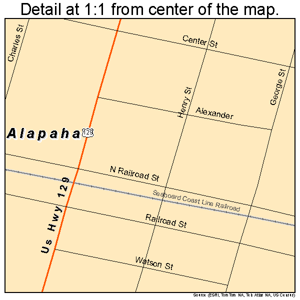Alapaha, Georgia road map detail