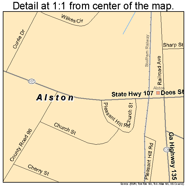 Alston, Georgia road map detail