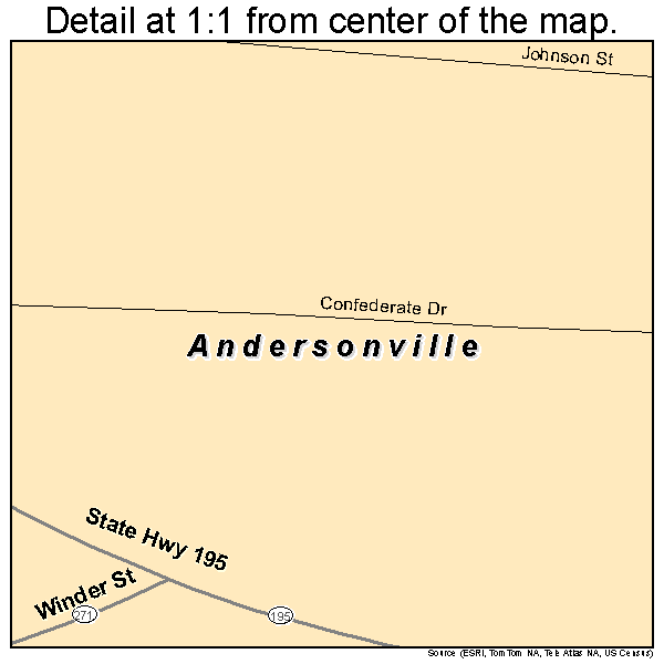 Andersonville, Georgia road map detail