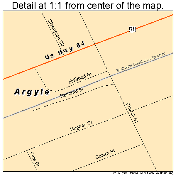 Argyle, Georgia road map detail