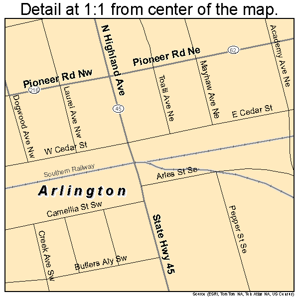 Arlington, Georgia road map detail