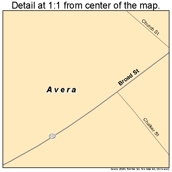 Avera, Georgia road map detail