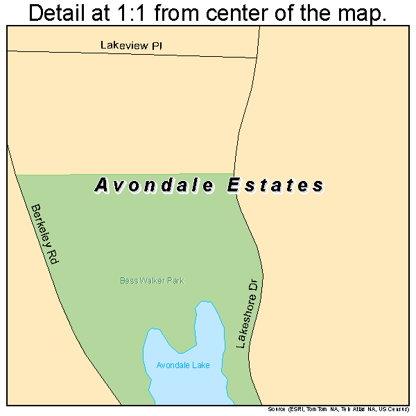 Avondale Estates, Georgia road map detail