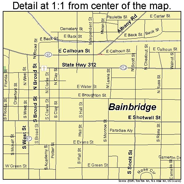 Bainbridge, Georgia road map detail