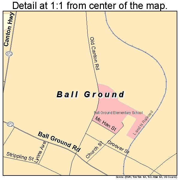 Ball Ground, Georgia road map detail