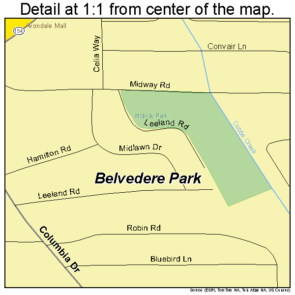 Belvedere Park, Georgia road map detail